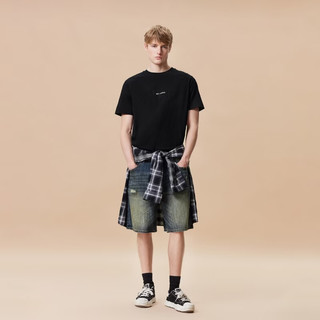 JACK&JONES 100%纯棉字母刺绣 黑色 L 男士T恤