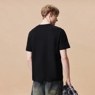JACK&JONES 100%纯棉字母刺绣 黑色 L 男士T恤