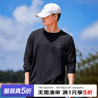 拓路者 男装纯棉男士上衣宽松圆领时尚印花 黑色 L