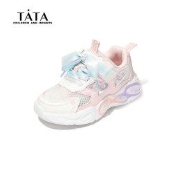 TATA他她童鞋  夏季新款女童闪灯运动鞋  透气网面鞋