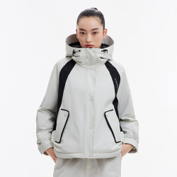 千仞岗 秋冬新款羽绒服女士短款外套户外运动休闲保暖防寒服 米灰 XL (175)