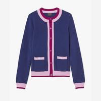 Kate Spade 夏日狂欢购品牌自营螺纹小圆领撞色饰边女式针织衫开衫