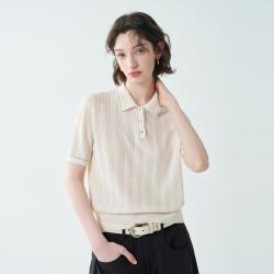 言 逐光轻彩优雅翻领休闲文艺针织Polo衫上衣女26夏