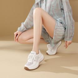 金利来 网面透气休闲运动鞋时尚百搭女鞋厚底高帮板鞋小白鞋
