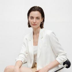 迪赛尼斯 醋酸松弛宽松西装夏智性通勤气质优雅纯色外套女