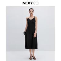 NEXY.CO 夏季优雅通勤设计感绑带时尚内搭吊带连衣裙女