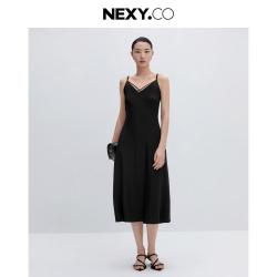 NEXY.CO 夏季优雅通勤设计感绑带时尚内搭吊带连衣裙女