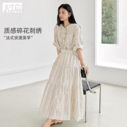 DUIBAI 提花刺绣蛋糕连衣裙女2026夏装法式度假风收腰蛋糕碎花裙子