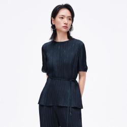 娜尔思 简洁利落烫钻短袖上衣26年夏季新款女衬衫
