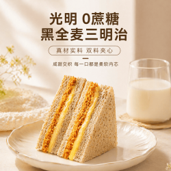 光明 黑全麦肉松三明治420g 蛋糕点0蔗糖吐司儿童早餐零食营养代餐