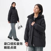 千仞岗 真五折~+650+蓬松羽绒服女士连帽 魔力黑  多色多码可选