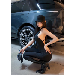 多瑙梦 外穿显瘦设计感收腰黑色连体裤美式辣妹紧身显瘦运动瑜伽连体衣女