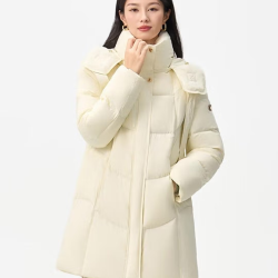 千仞岗 90鹅绒长款羽绒服连帽