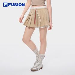 FILA FUSION田曦薇同款斐乐潮牌裙裤女2026夏新款双腰头百褶裙短裤 沙土