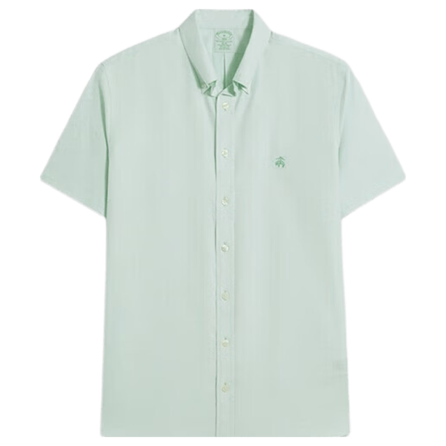 Brooks Brothers BrooksBrothers男士美式牛津纺扣结领短袖休闲衬衫 4007-浅绿色