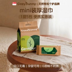 安适兔 新加坡cozybunny消毒手口湿巾0酒精甲流病菌杀菌儿童小包迷你便携