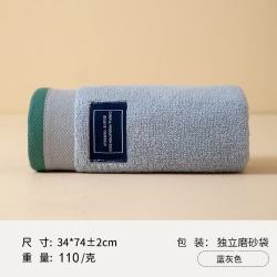 袋鼠 110克加厚棉质洗脸毛巾 蓝灰色 34cm×74cm
