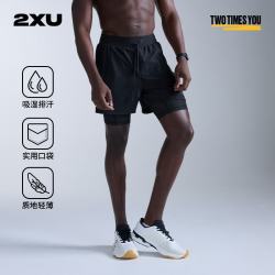 2XU Flex系列 二合一5英寸短裤 黑色 L 男士裤