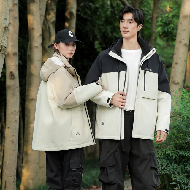 雪中飞 2024可拆卸帽款短款羽绒服抗寒保暖亲肤舒适 卡其色|7101 190/104A