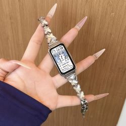 watchbond 适用华为手环11表带10手表金属9NFC三只蝴蝶贝母11pro智能手环8表带女高级感huawei手环7band夏季链