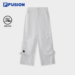 FILA FUSION斐乐潮牌梭织长裤女2026夏季新款时尚宽松凉感休闲裤 珍珠浅灰-LY M