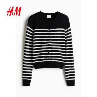 H&M 女装毛针织衫夏季慵懒风休闲打底衫短款开衫内搭外套0579541