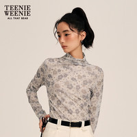 TEENIE WEENIE 小熊女装秋网纱长袖T恤打底衫碎花上衣（多色可选）