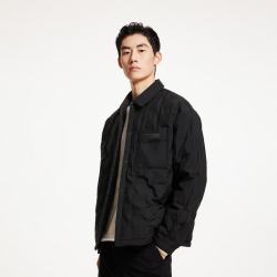 杰克琼斯 男装 纯色翻领羽绒服 E40黑色
