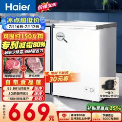 海尔 一级能效 小型冷柜  白色 100L