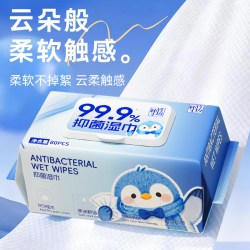 蓝漂 99.9%抑菌湿巾80抽大包家用婴儿手口清洁湿纸巾