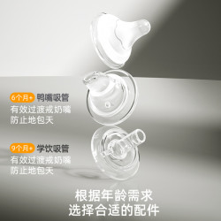 偏心一体式直饮吸管嘴鸭嘴适配贝亲奶瓶配件学饮杯5厘米口径
