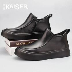 凯撒 KAISER/凯撒男鞋春季新款时尚百搭耐磨休闲皮鞋英伦风商务高帮鞋