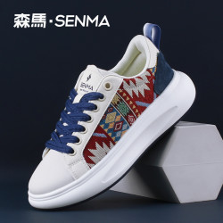 森马 SENMA/森马国潮春季新品时尚刺绣厚底情侣休闲轻便运动鞋男鞋板鞋