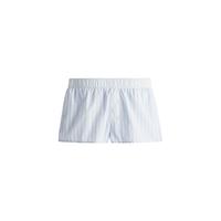 H&M 1280369 棉质松紧腰直筒休闲短裤 浅蓝色条纹 M