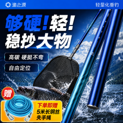 渔之源 碳素抄网竿 伸缩高碳轻硬捞鱼网杆 大物折叠加固钓鱼