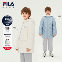 FILA 粉彩风熊猫冬季保暖连帽双面穿中长款羽绒服K52B544902