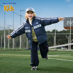 SKECHERS斯凯奇童装新款立领撞色羽绒服H425B007大男孩羽绒服
