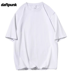 DAFTPUNK 240G重磅精梳纯棉圆领宽松厚实美式复古纯色小领口短袖t恤男女潮