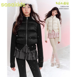 sasakids立领加厚保暖白鸭绒秋冬时尚亲子装儿童羽绒服