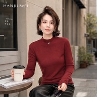 「韩玖薇」秋款高级简约百搭气质半高领打底衫显瘦