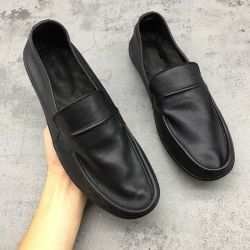 ECQO ACC休闲男皮鞋黑色豆豆鞋春季透气百搭休闲男士皮鞋驾车皮鞋