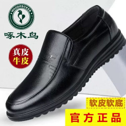 啄木鸟 皮鞋男鞋2024新款真皮秋冬季加绒棉鞋休闲防滑中老年爸爸鞋