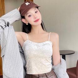 惠维诗美背一体打底吊带女 秋冬法式金丝绒辣妹性感百搭吊带美背