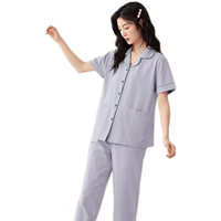 三枪 女士纯棉翻领短袖短裤家居服套装 条纹 M
