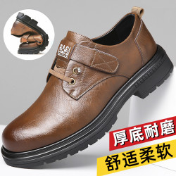 休闲皮鞋英伦四季通用大码厚底耐磨透气防滑休闲鞋舒适鞋子正装