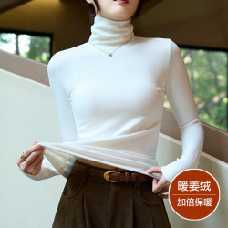 加绒加厚打底衫女内搭长袖T恤冬季保暖韩版品质高领百搭堆堆上衣