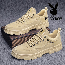 PLAYBOY 男鞋工装百搭休闲皮鞋男士鞋子冬季防滑板鞋百搭马丁鞋