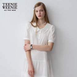 TEENIE WEENIE 小熊 娃娃领 A字白色 学院风甜美时尚 连衣裙