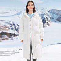 乐町 连帽长款面包羽绒服20廓形珠光感保暖加厚外套潮