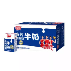 光明 高钙低脂肪纯牛奶 250ml*24盒